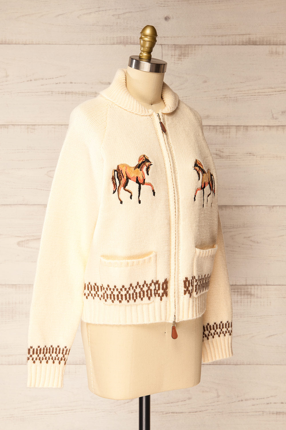 Flicka Zip-Up Jacket with Embroidered Horses | La petite garçonne side view