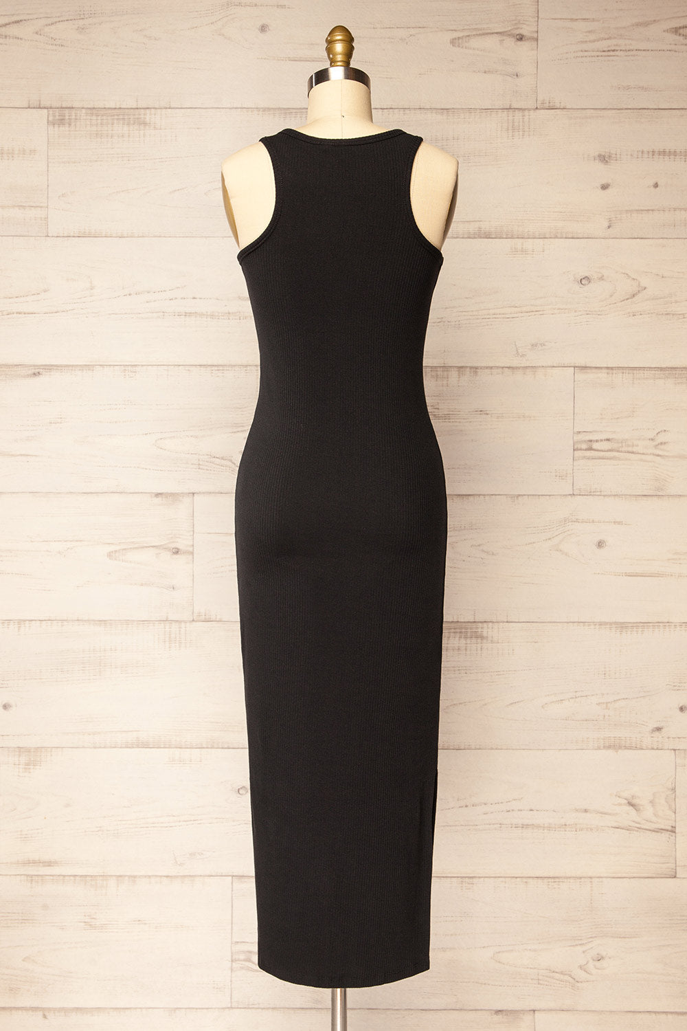 Floirac Black Sleeveless Ribbed Midi Dress | La petite garçonne back view