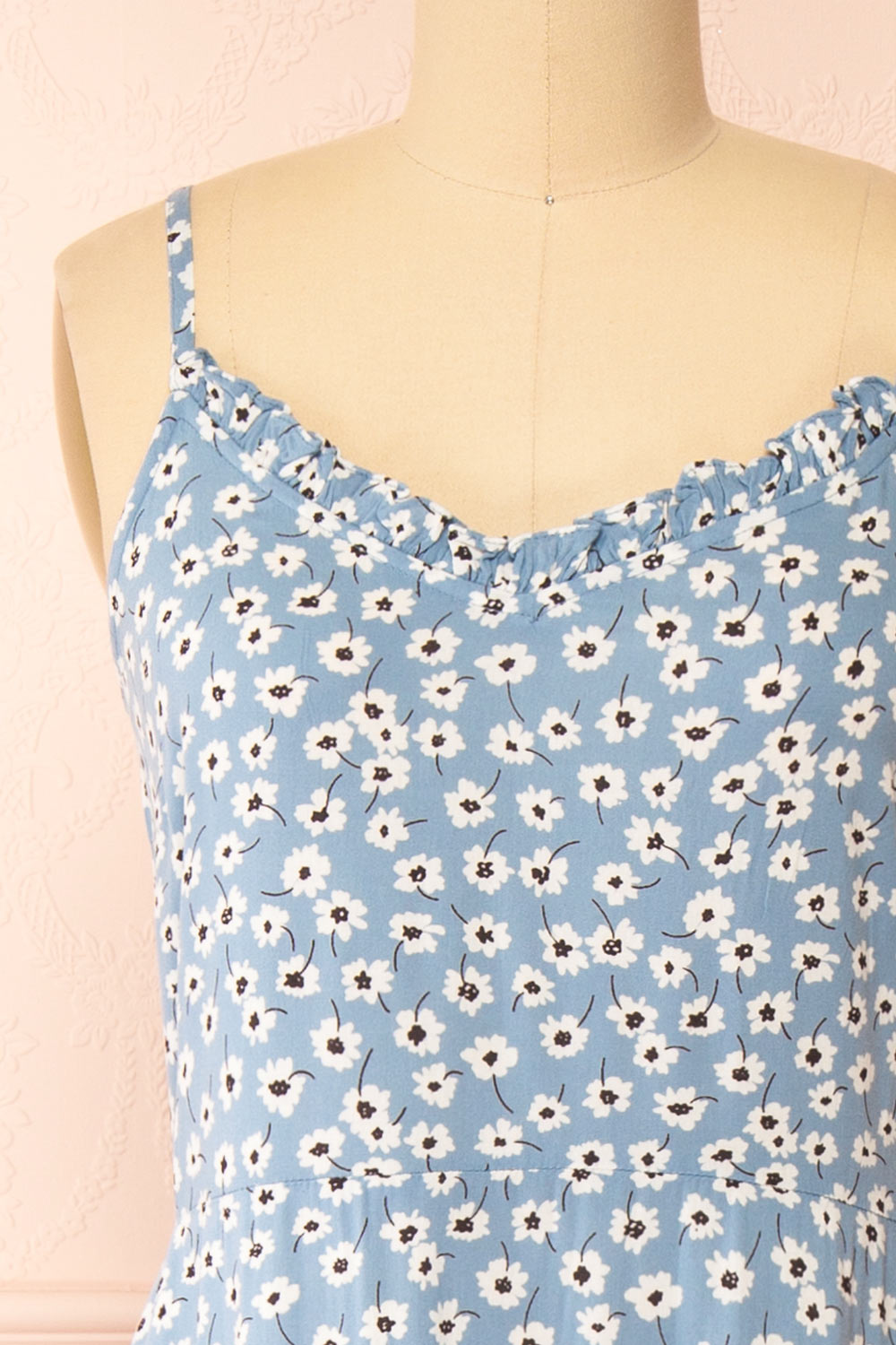Floranda Blue Floral Midi Dress w/ Ruffles | Boutique 1861  front