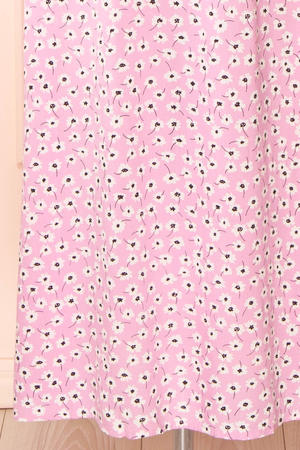 Floranda Pink Floral Midi Dress w/ Ruffles | Boutique 1861 bottom