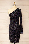 Florange Short Black One Sleeve Sequin Dress | La petite garçonne  back view