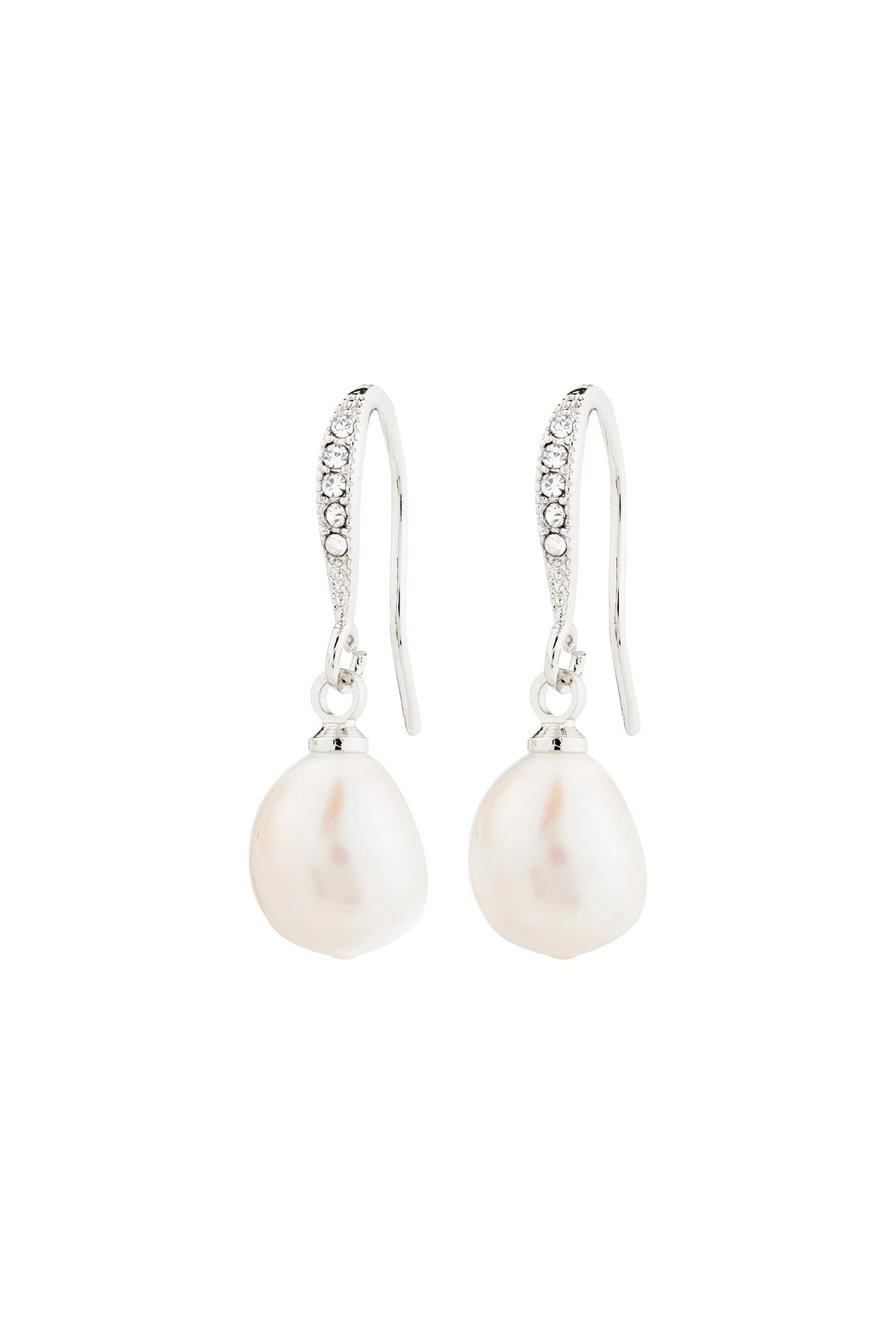 Florea Argent | Boucles d'Oreilles à Perle Pendantes avec Cristaux par Pilgrim