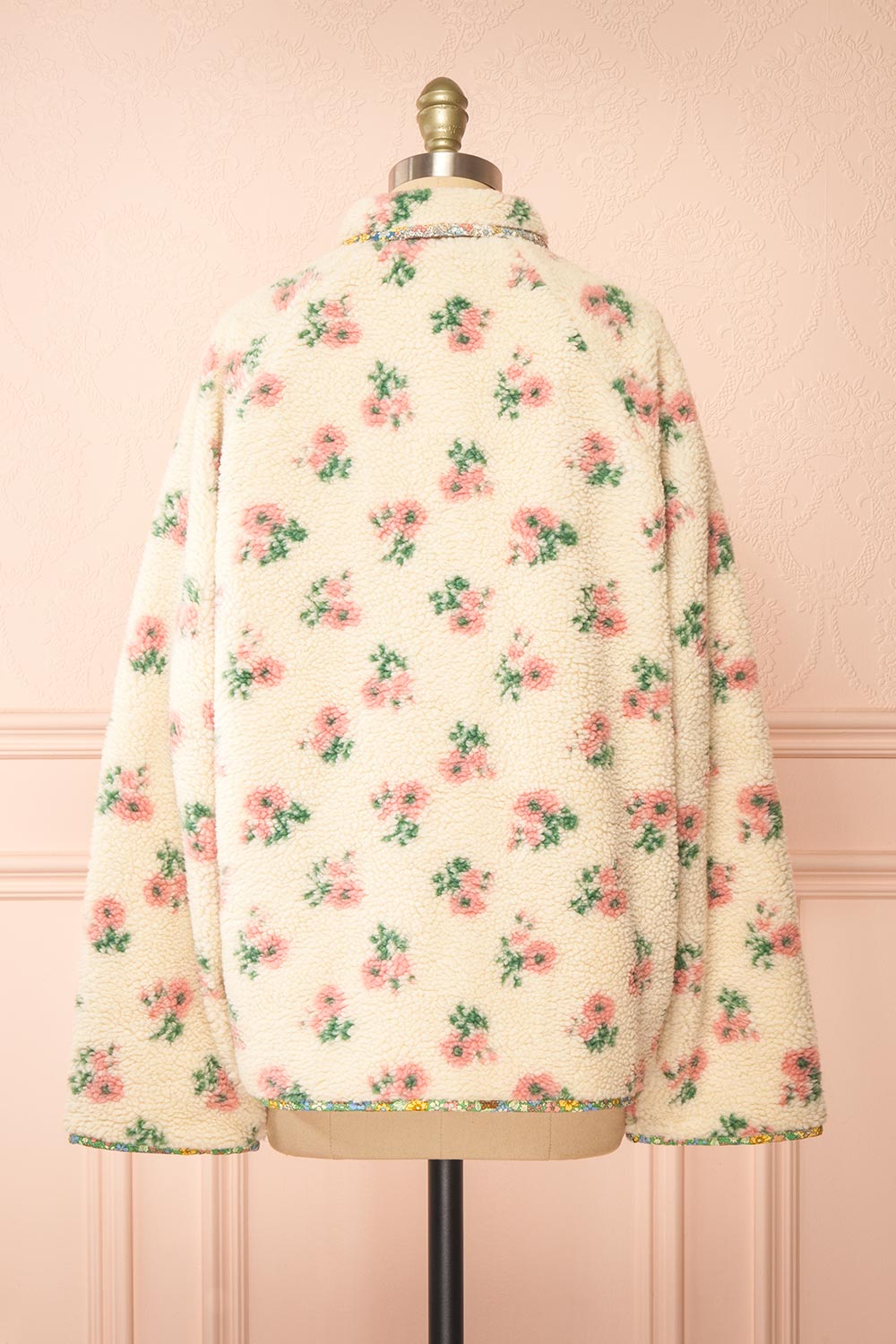 Florine Floral Button-Up Teddy Coat | Boutique 1861 back view