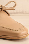 Focus Beige Bicolored Heeled Loafer | La petite garçonne front close-up