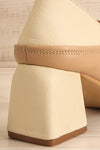 Focus Beige Bicolored Heeled Loafer | La petite garçonne back close-up