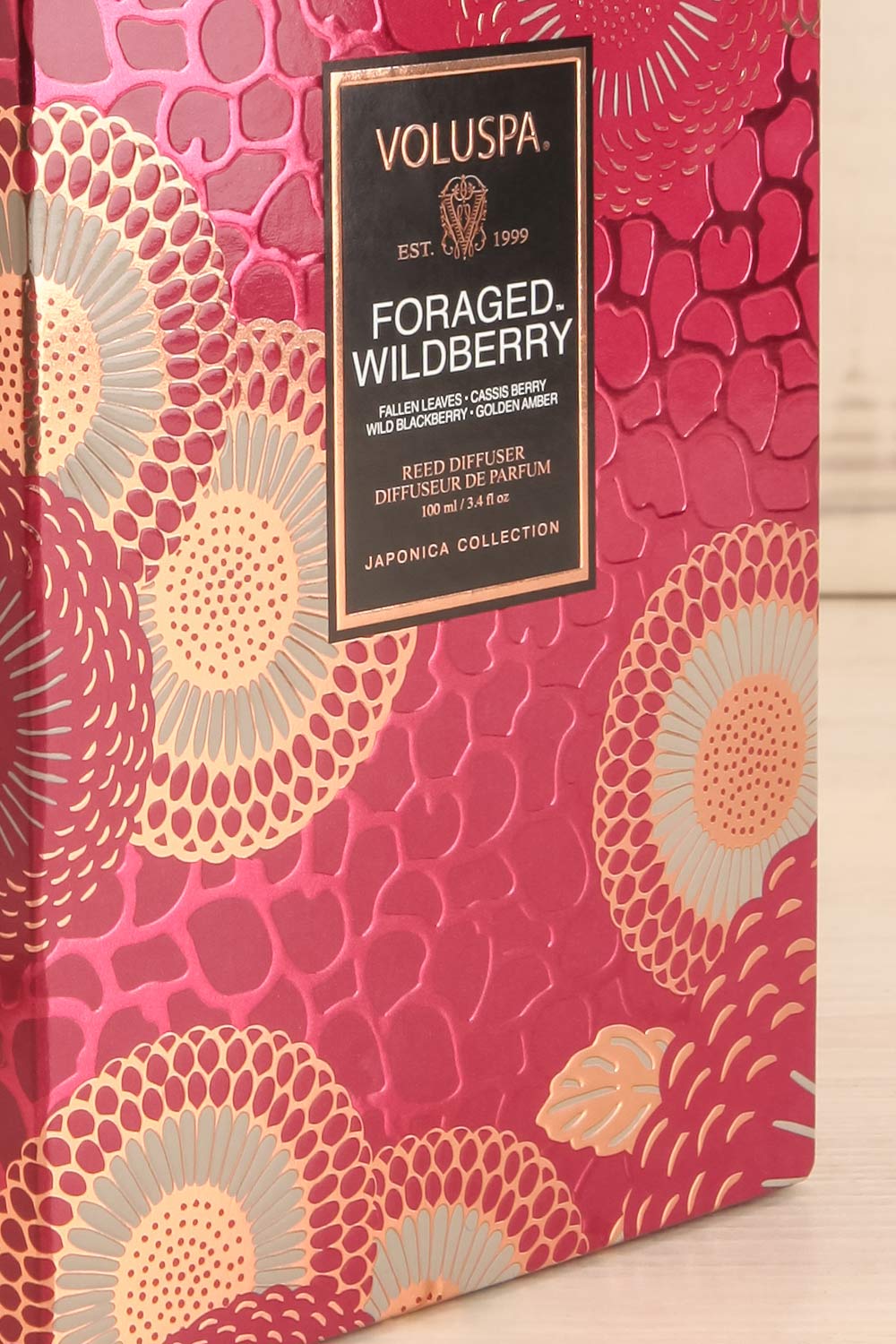 Foraged Wildberry Reed Diffuser by Voluspa | Maison Garçonne box close-up