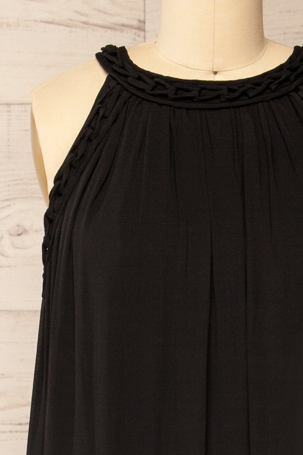 Forio Black Maxi Halter Dress with Pockets | La petite garçonne front 