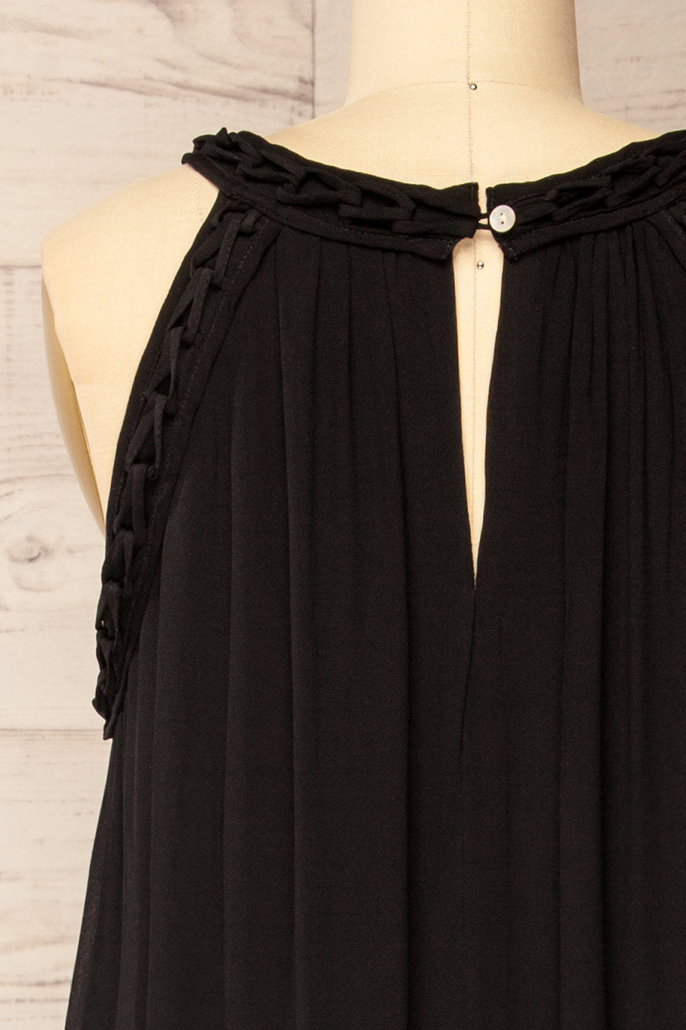 Forio Black Maxi Halter Dress with Pockets | La petite garçonne back