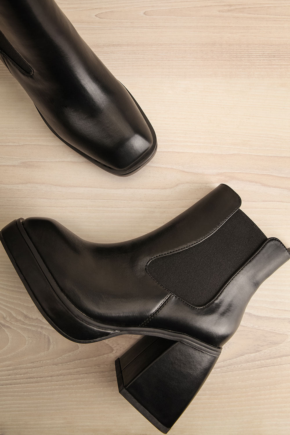 Foster Black Platform Heeled Ankle Boots | La petite garçonne flat view