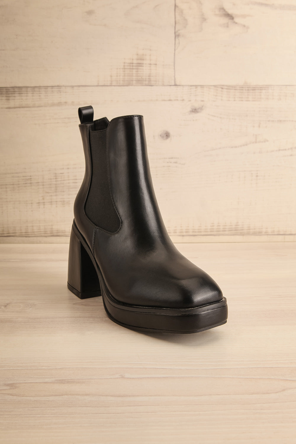 Foster Black Platform Heeled Ankle Boots | La petite garçonne front view