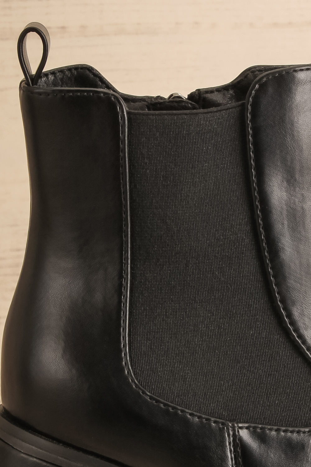 Foster Black Platform Heeled Ankle Boots | La petite garçonne side back close-up