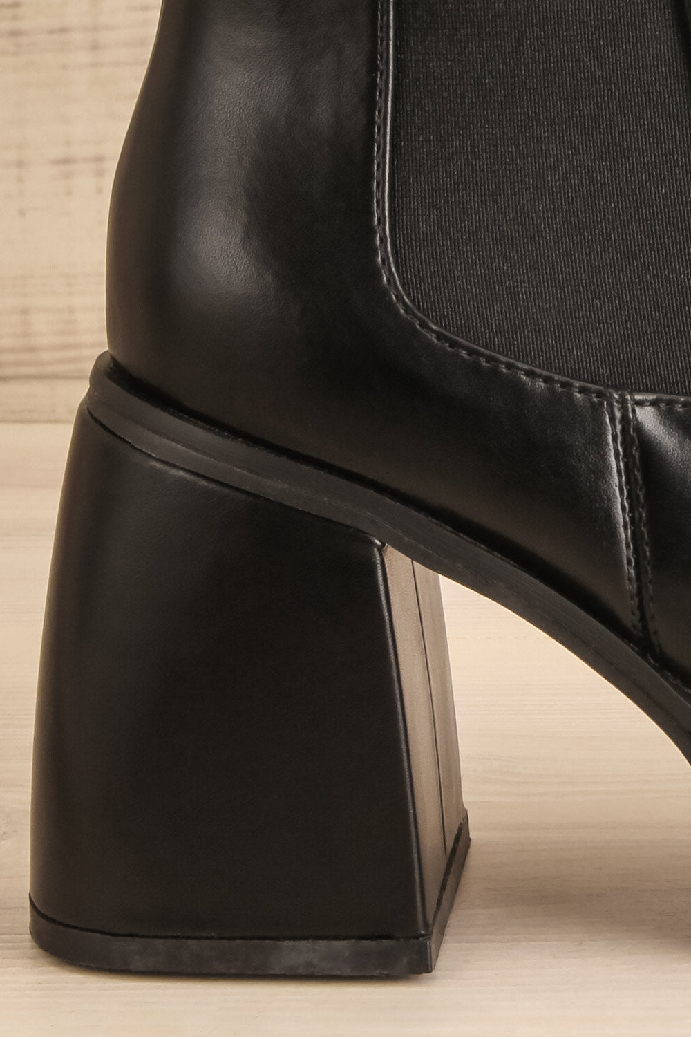 Foster Black Platform Heeled Ankle Boots | La petite garçonne side close-up