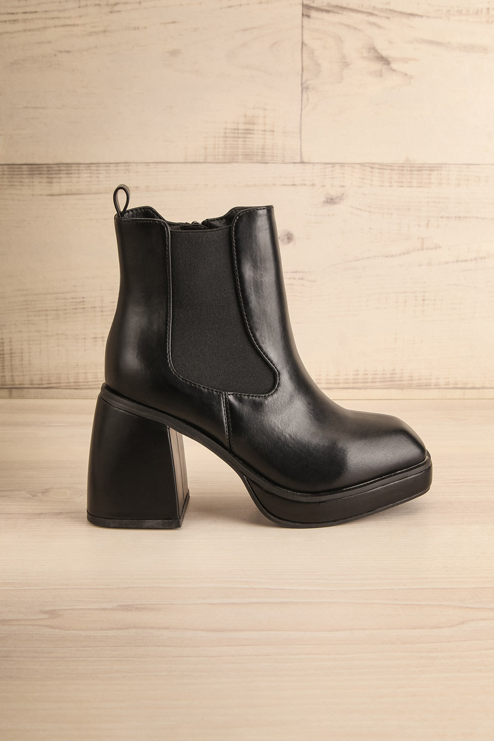 Foster Black Platform Heeled Ankle Boots | La petite garçonne side view