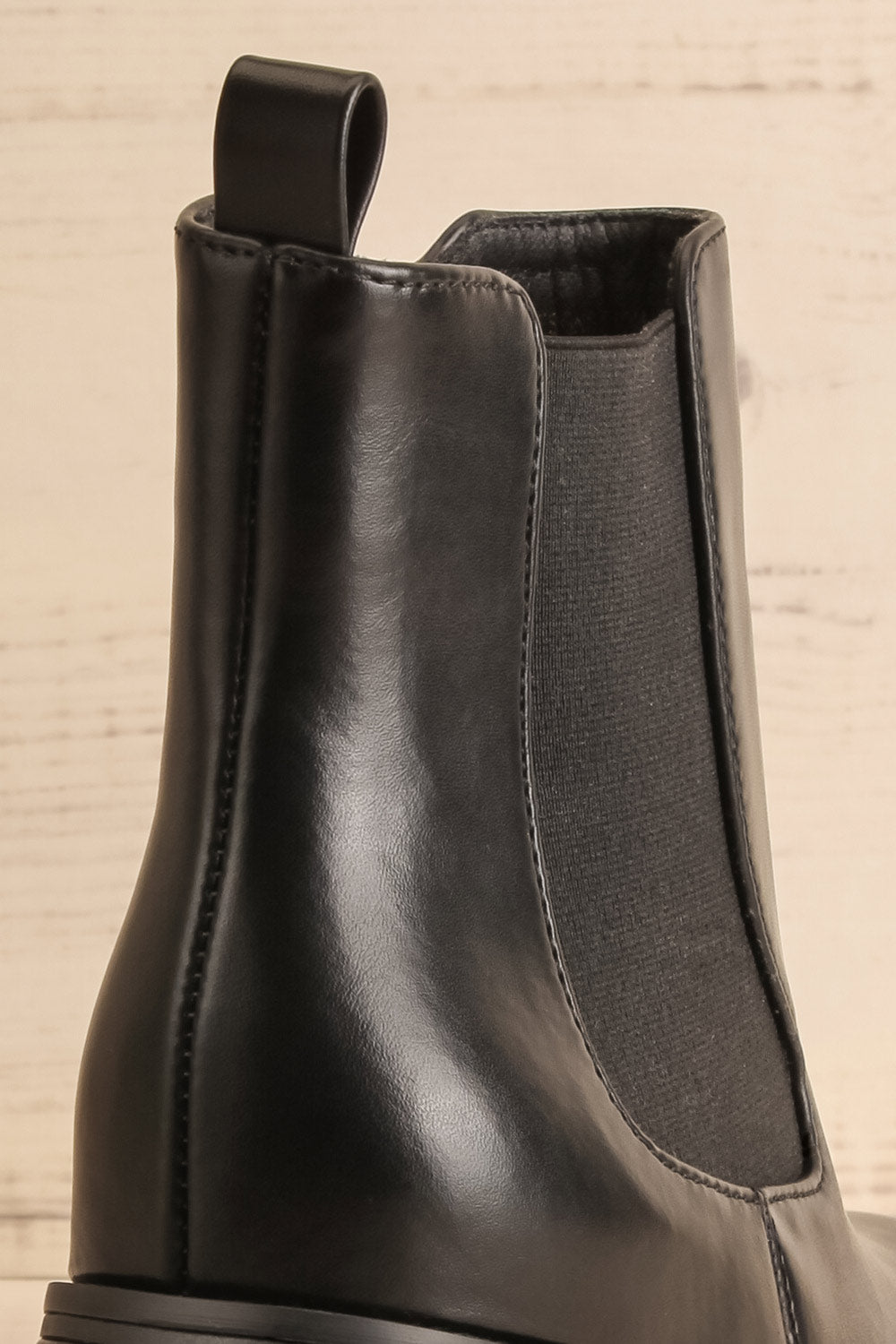 Foster Black Platform Heeled Ankle Boots | La petite garçonne back close-up