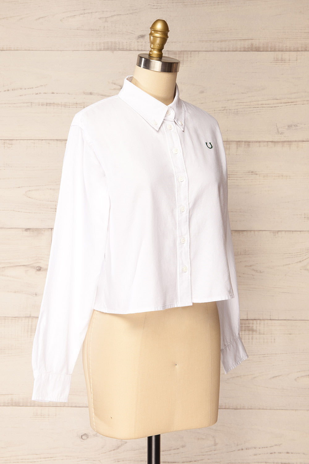 Fowlin White Shirt w/ Horseshoe Embroidery | La petite garçonne side view