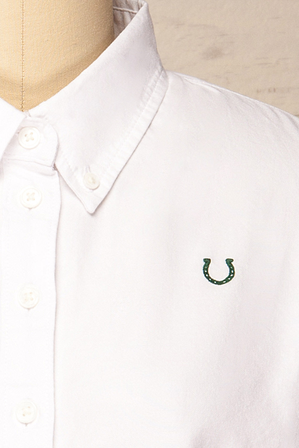 Fowlin White Shirt w/ Horseshoe Embroidery | La petite garçonne fabric