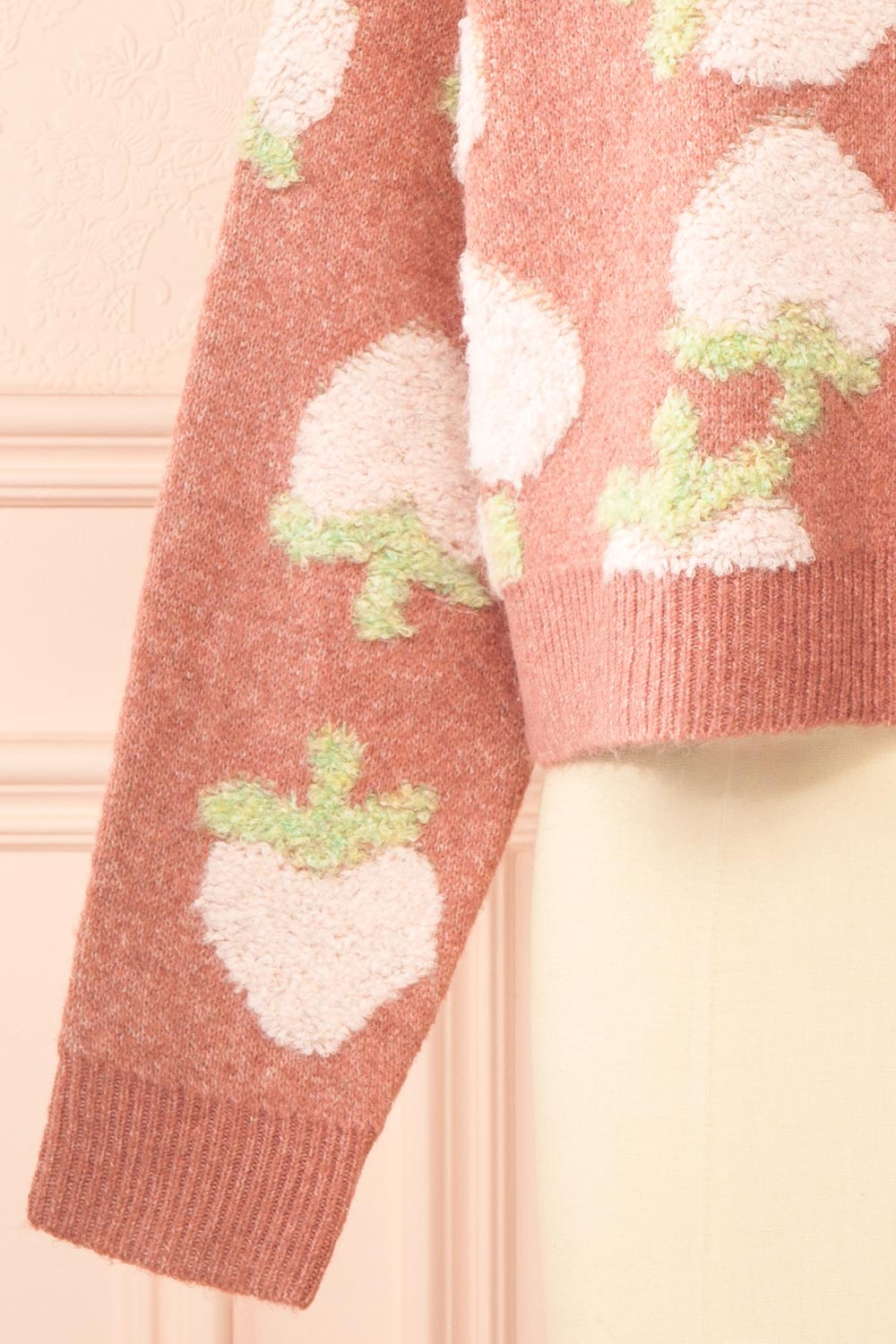 Fraisinnette Strawberries Patterned Cardigan | Boutique 1861 sleeve