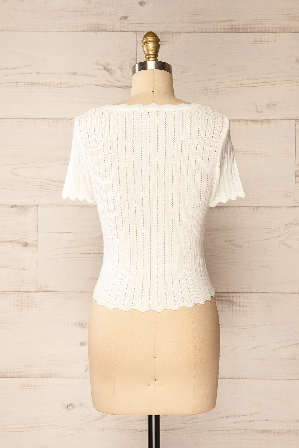 Francheville White Openwork Scalloped Trims Top | La petite garçonne back view