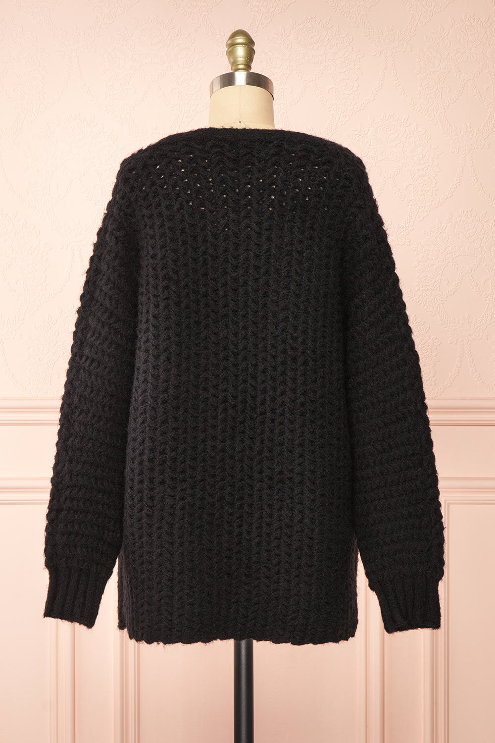 Francoise Black Knit Open-Front Cardigan | Boutique  1861 back view