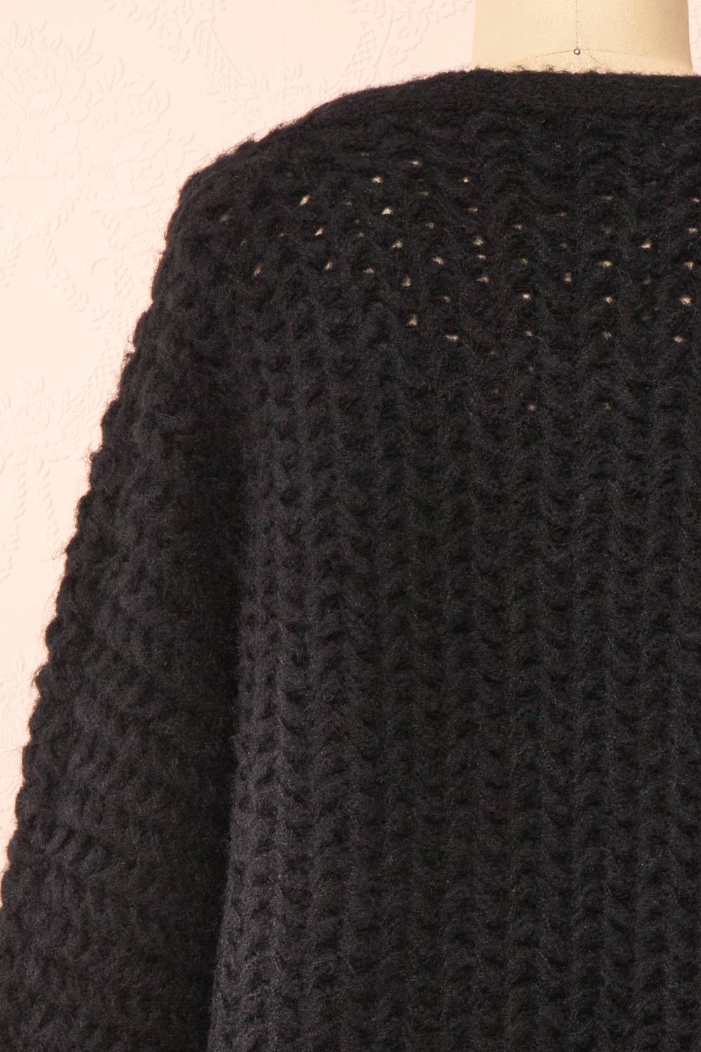 Francoise Black Knit Open-Front Cardigan | Boutique 1861 back close-up