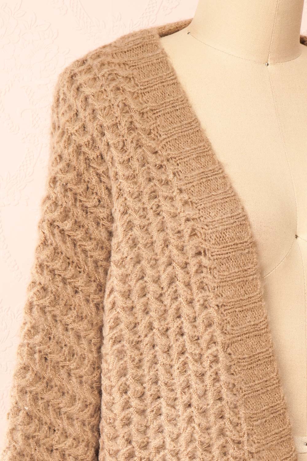 Francoise Burgundy Knit Open-Front Cardigan | Boutique 1861 side close-up