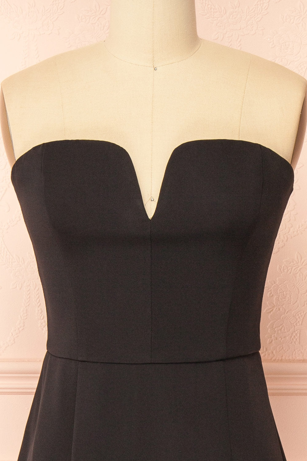 Francy Black Midi Dress with Front Slit | Boutique 1861 front