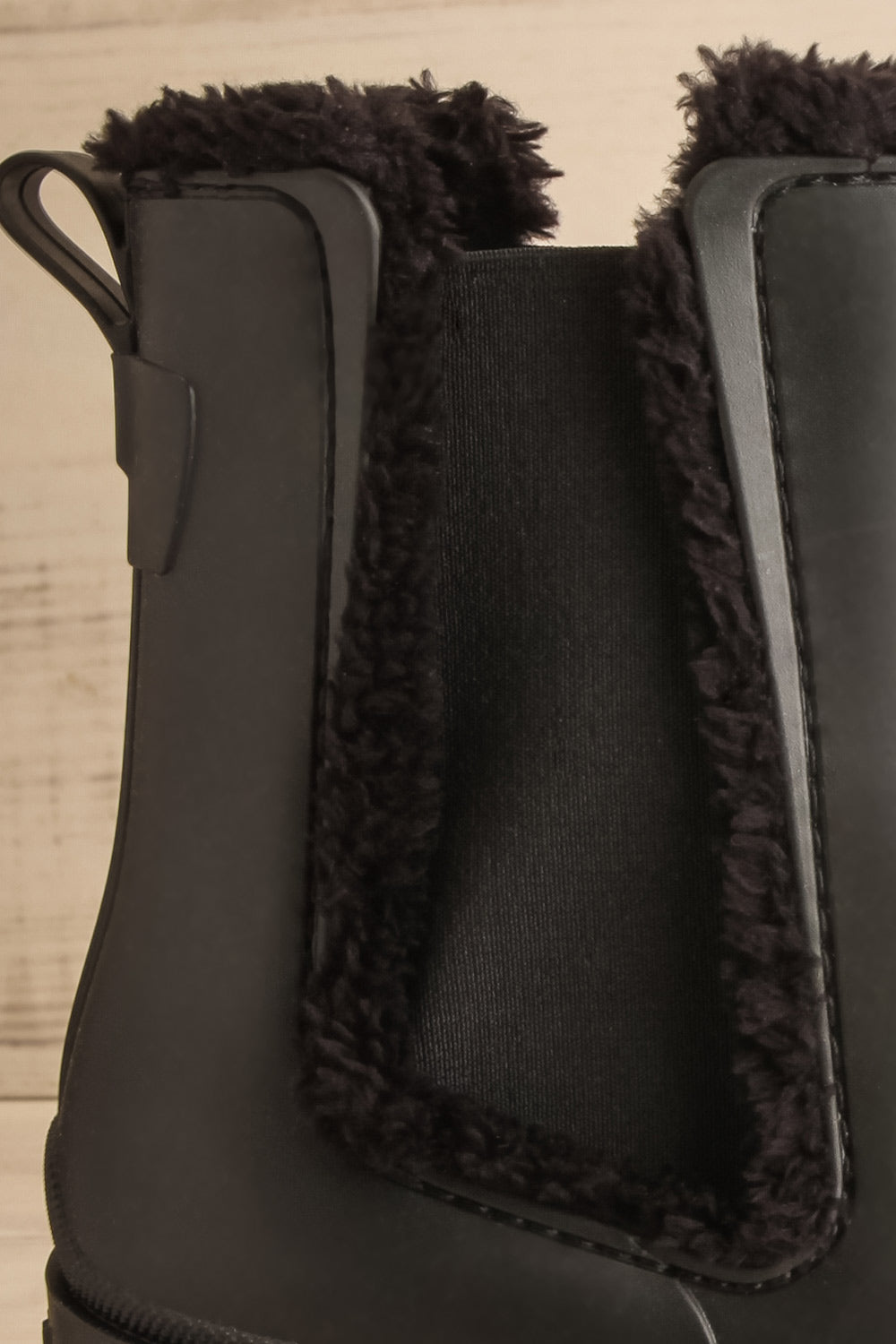 Franie Black Faux-Fur Lined Heeled Boots | La petite garçonne side back close-up