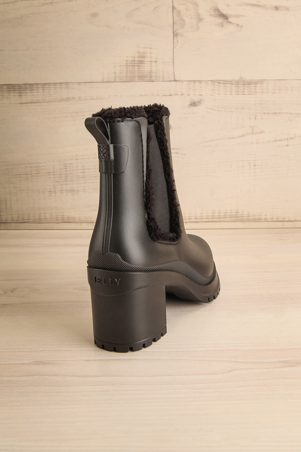 Franie Black Faux-Fur Lined Heeled Boots | La petite garçonne back view