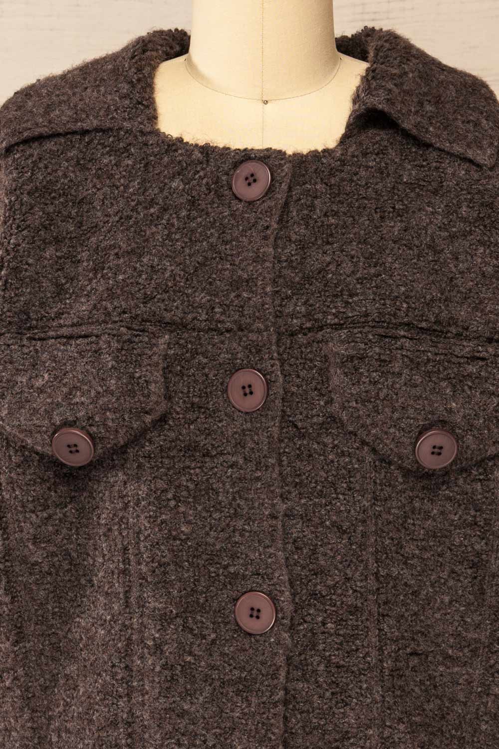 Fuji Dark Grey Boxy Fuzzy Jacket | La petite garçonne  front