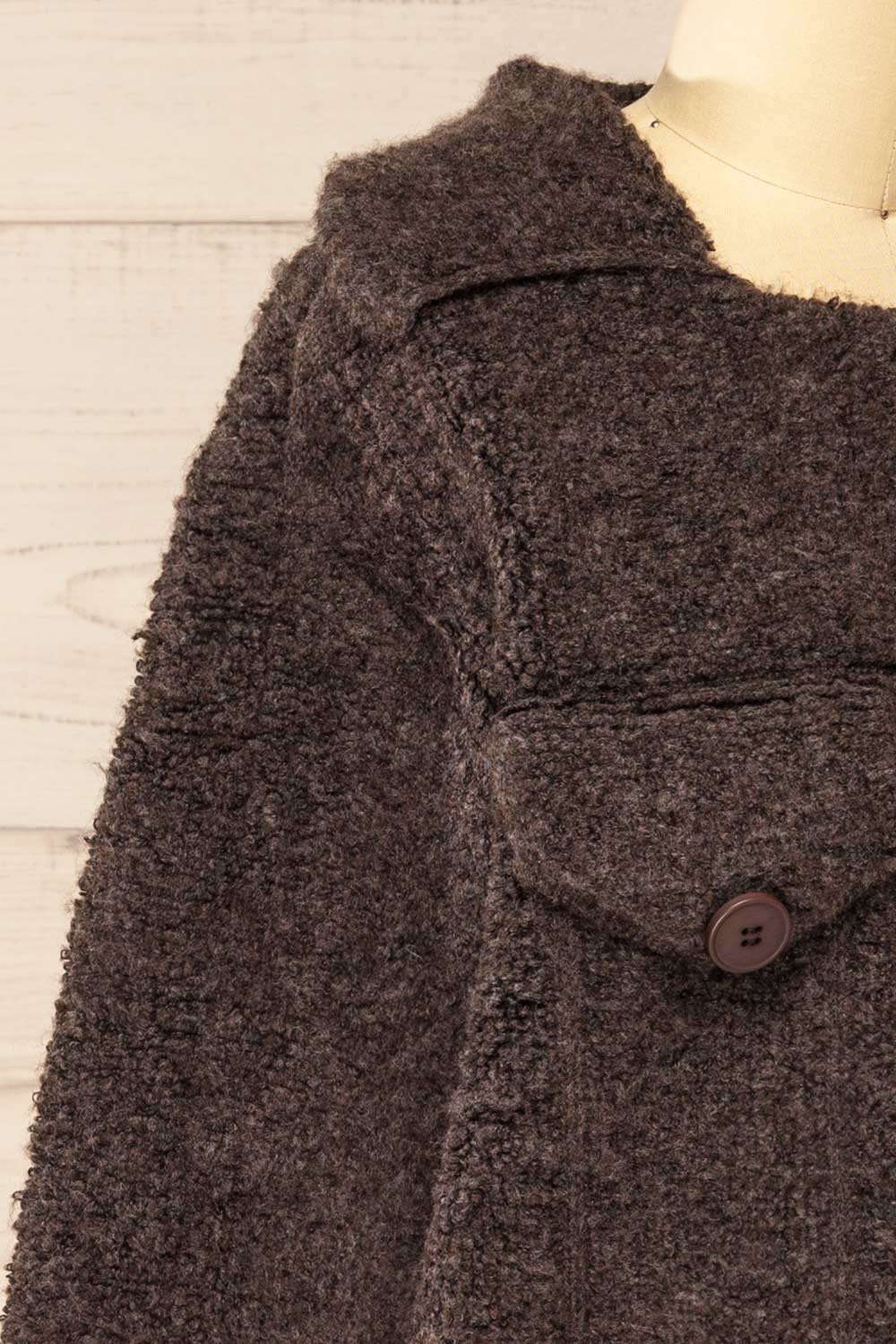 Fuji Dark Grey Boxy Fuzzy Jacket | La petite garçonne  side