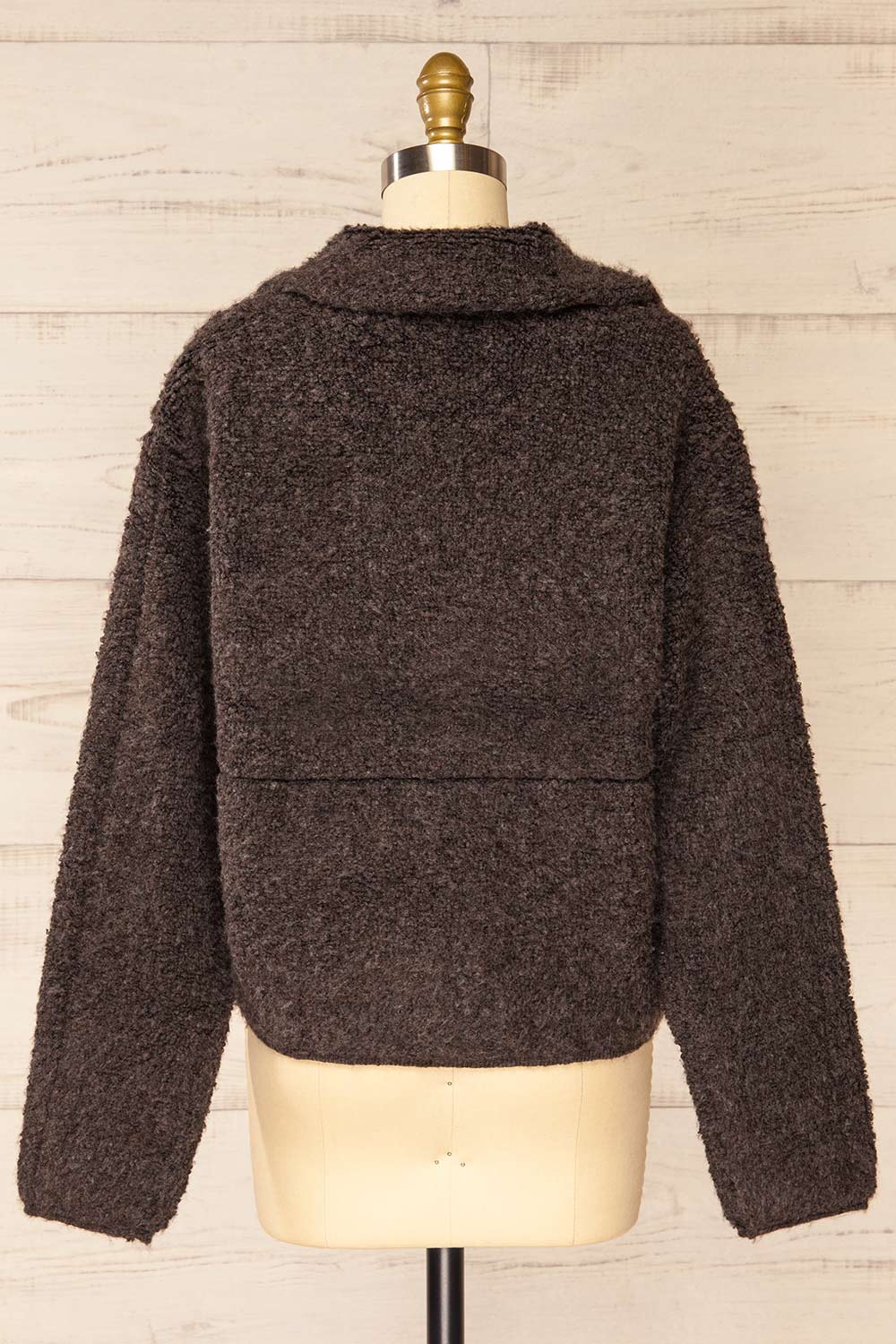 Fuji Dark Grey Boxy Fuzzy Jacket | La petite garçonne  back view