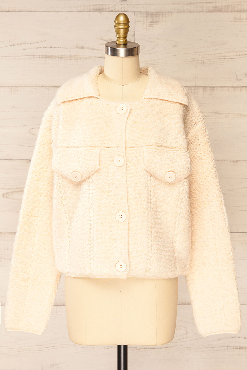 Fuji Ivory Boxy Fuzzy Jacket | La petite garçonne front view