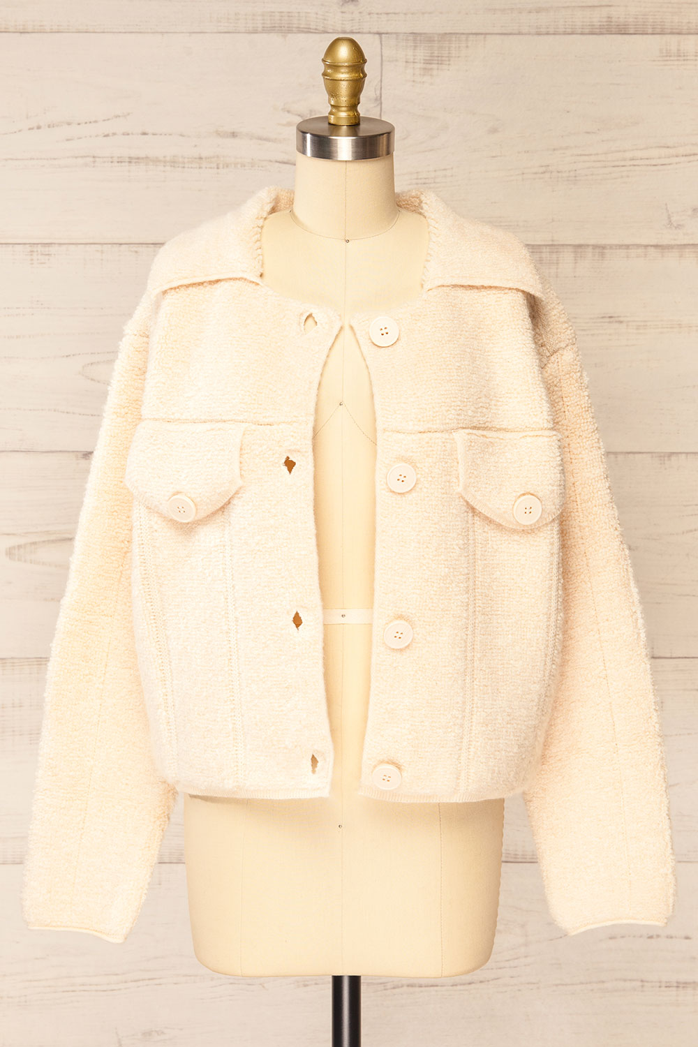 Fuji Ivory Boxy Fuzzy Jacket | La petite garçonne  open view