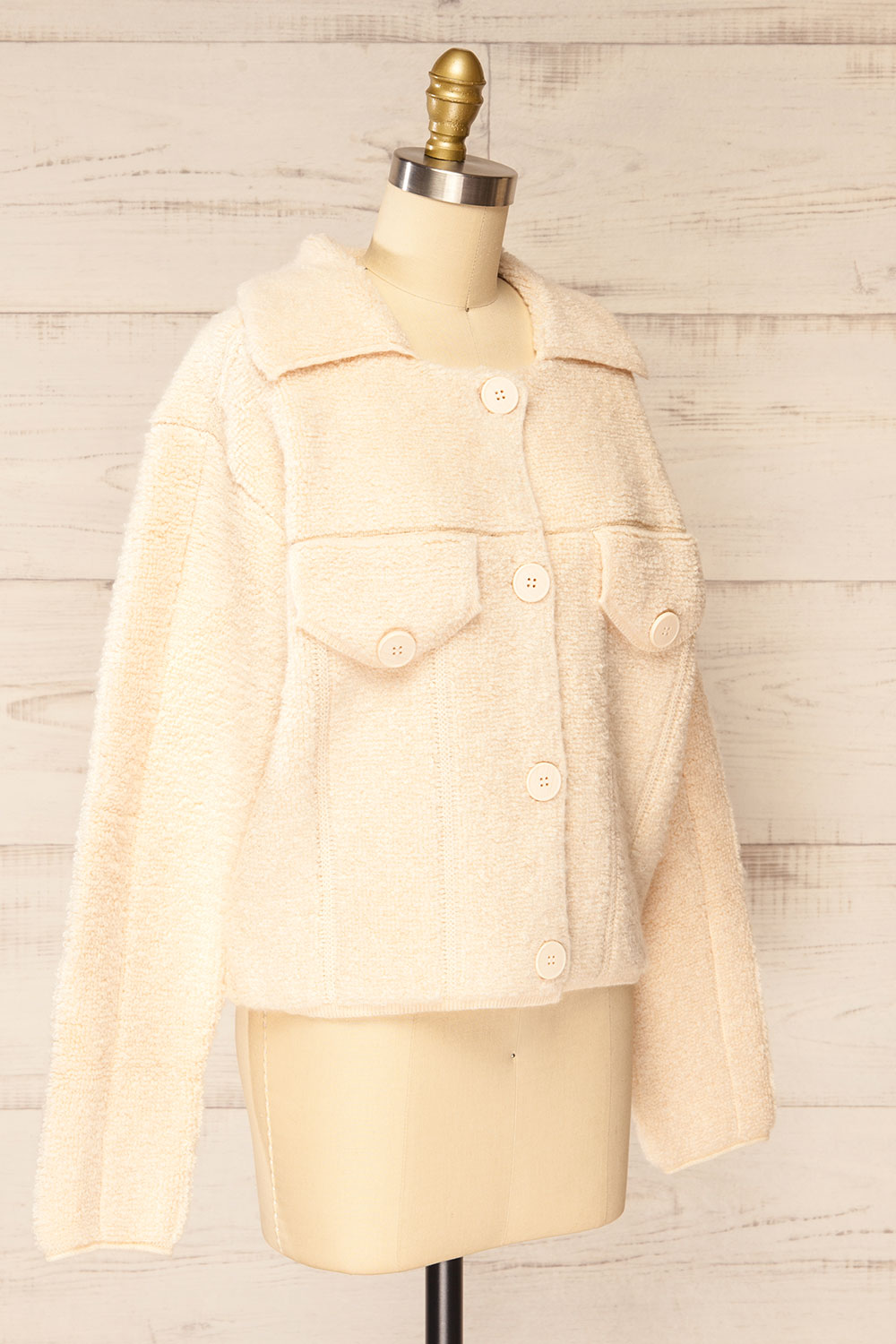 Fuji Ivory Boxy Fuzzy Jacket | La petite garçonne  side view