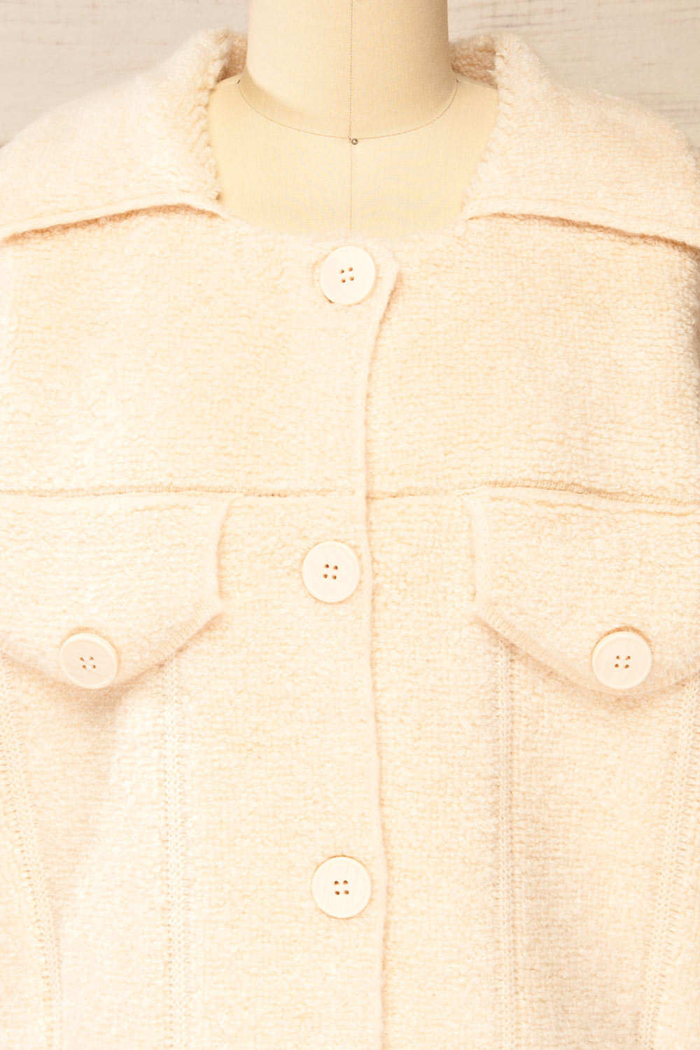 Fuji Ivory Boxy Fuzzy Jacket | La petite garçonne  front 