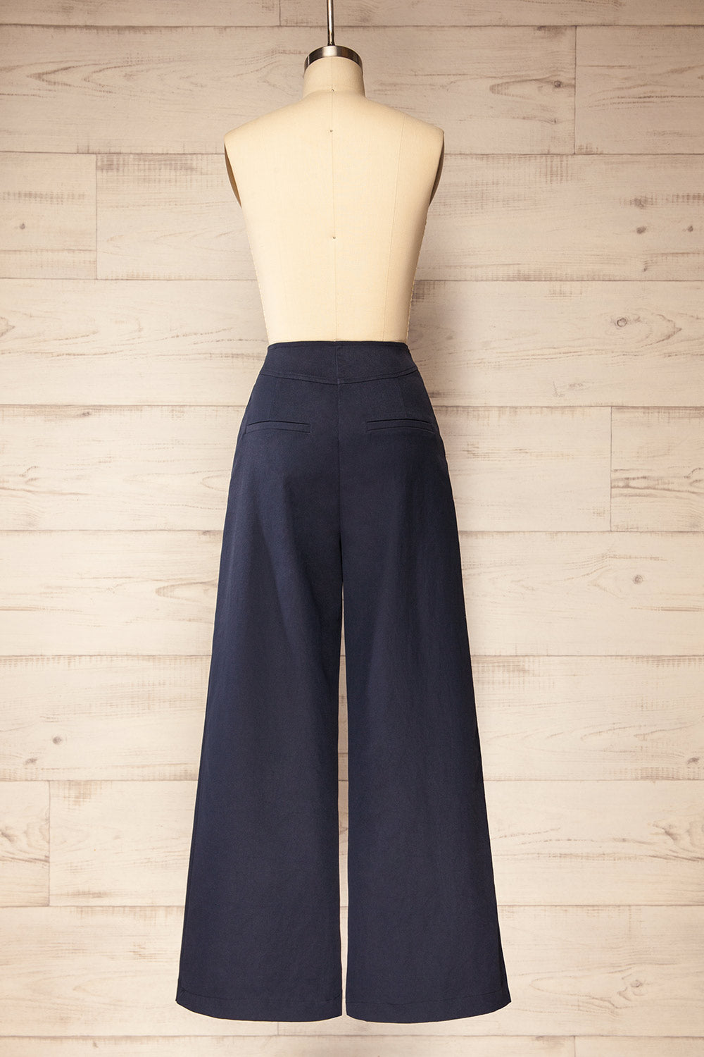Fujisawa High-Rise Navy Pants with Buttons | La petite garçonne back view