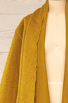Funafuti Chartreuse Long Open Felt Cardigan| La petite garçonne front close-up