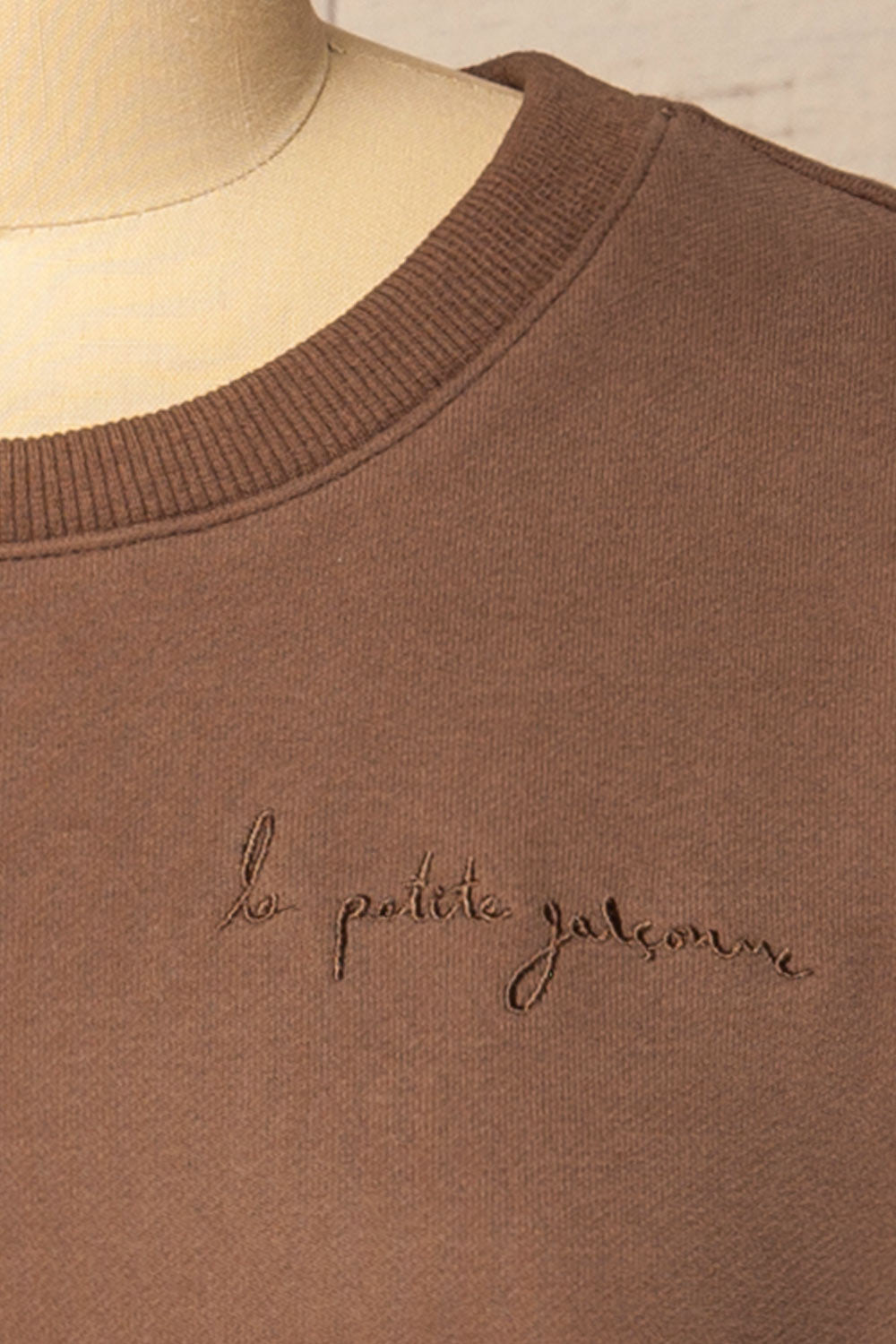 Galway Brown Exclusive La petite garçonne Embroidered Sweatshirt | La petite garçonne fabric 
