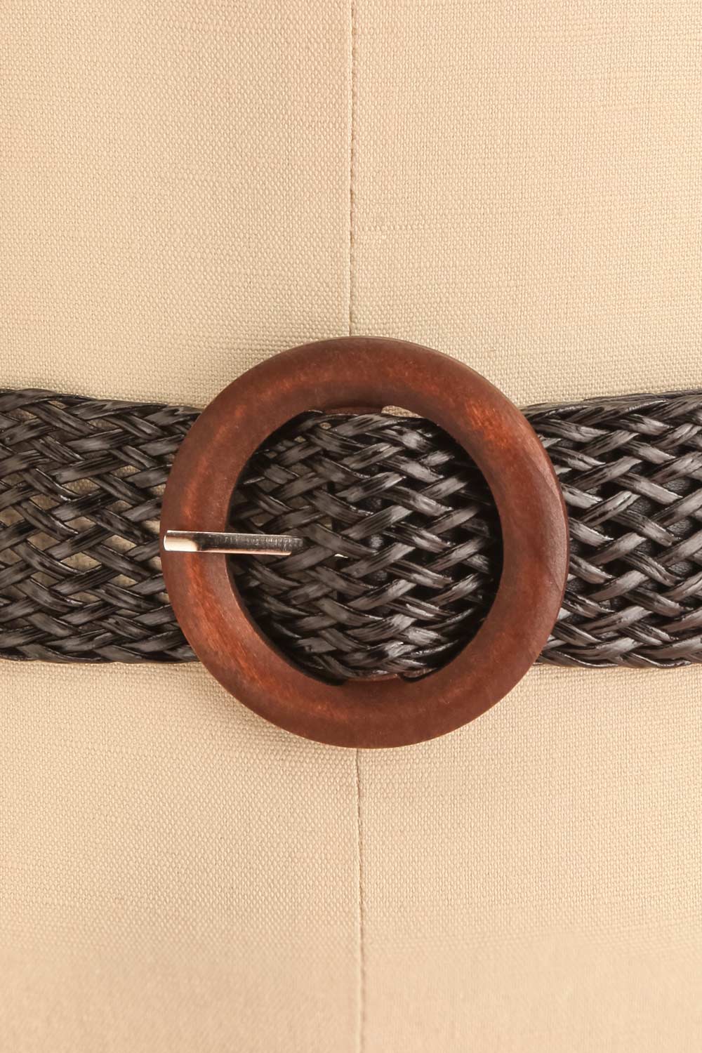 Gaperon Black Faux-Leather Woven Belt | Boutique 1861 close-up
