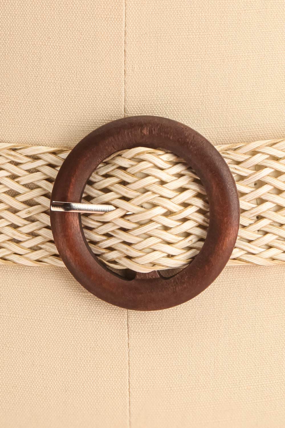 Gaperon White Faux Leather Woven Belt | Boutique 1861 close-up
