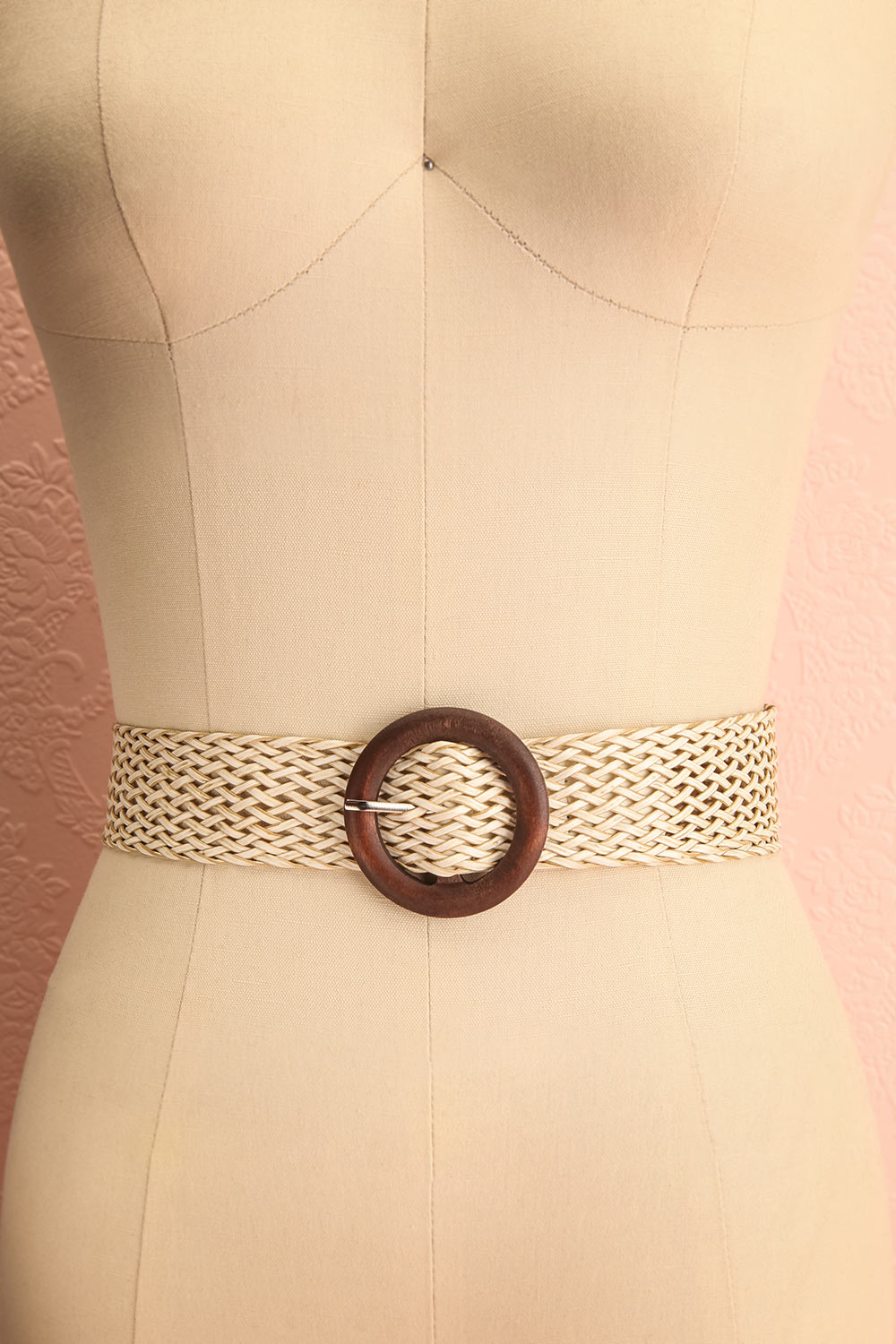 Gaperon White Faux Leather Woven Belt | Boutique 1861