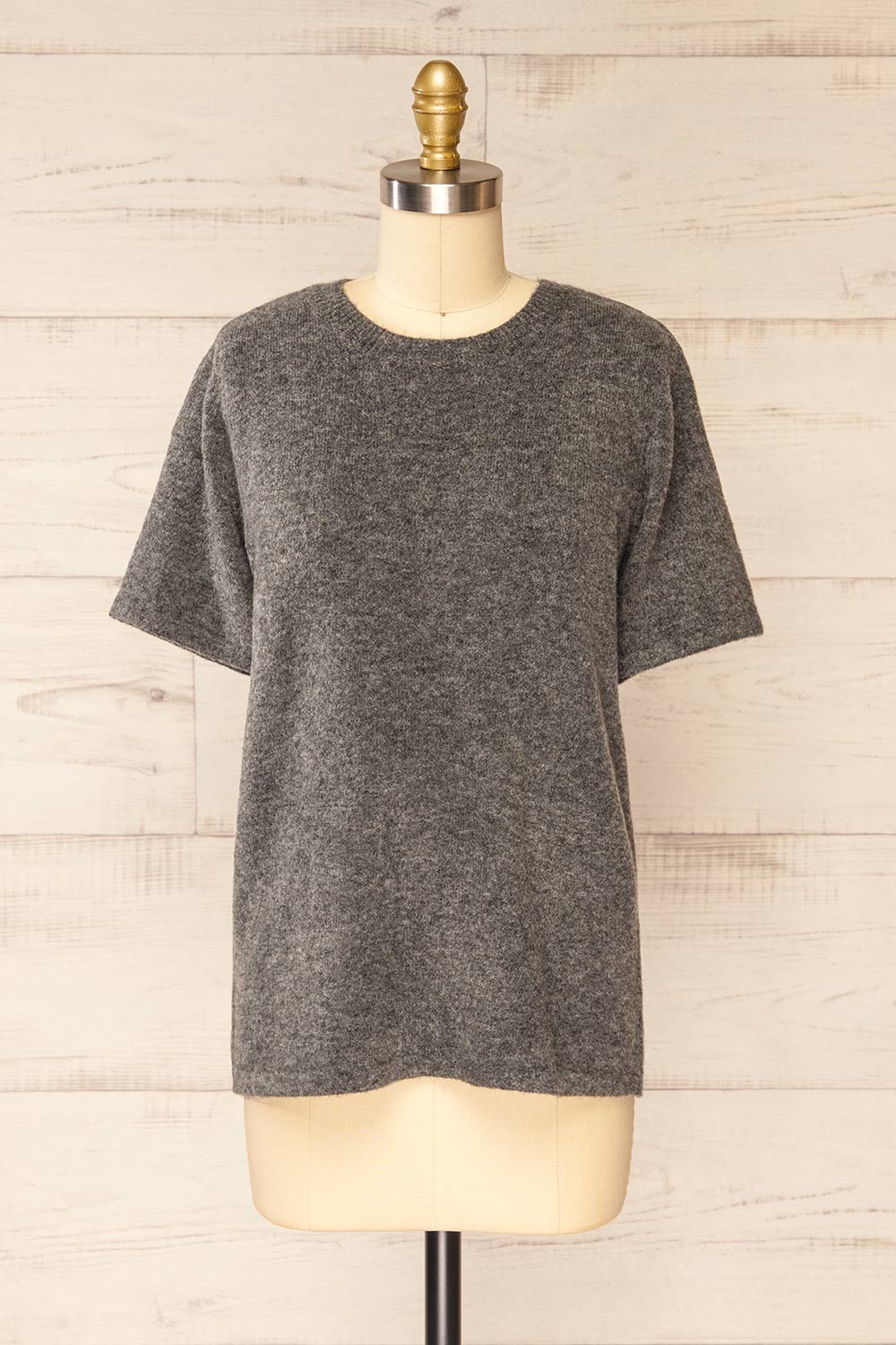 Gaspe Charcoal Soft Knit T-Shirt | La petite garçonne front view