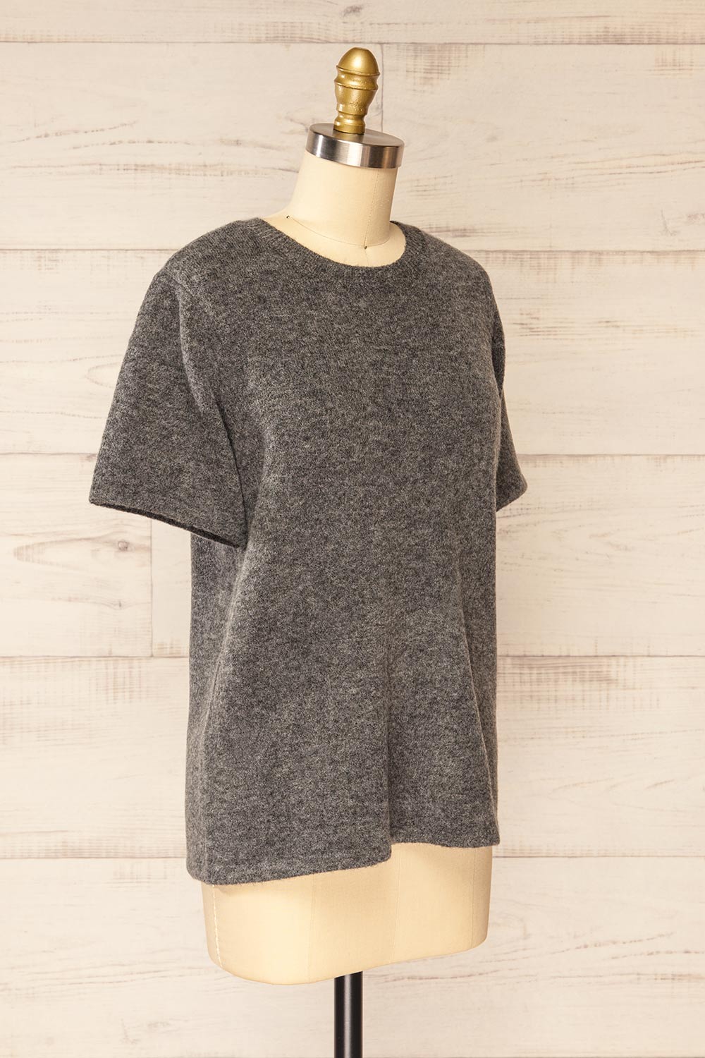 Gaspe Charcoal Soft Knit T-Shirt | La petite garçonne side view