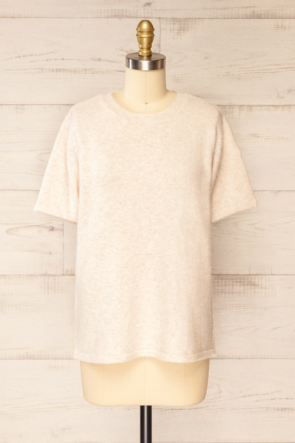 Gaspe Ivory Soft Knit T-Shirt | La petite garçonne front view