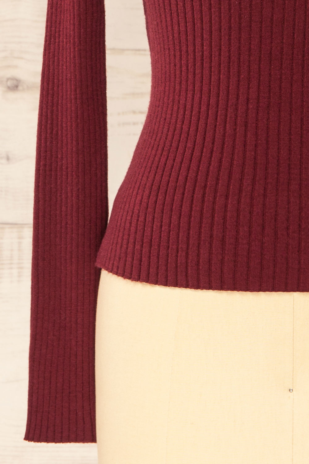 Gatton Burgundy Long Sleeve Collared Knit Top | La petite garçonne sleeve
