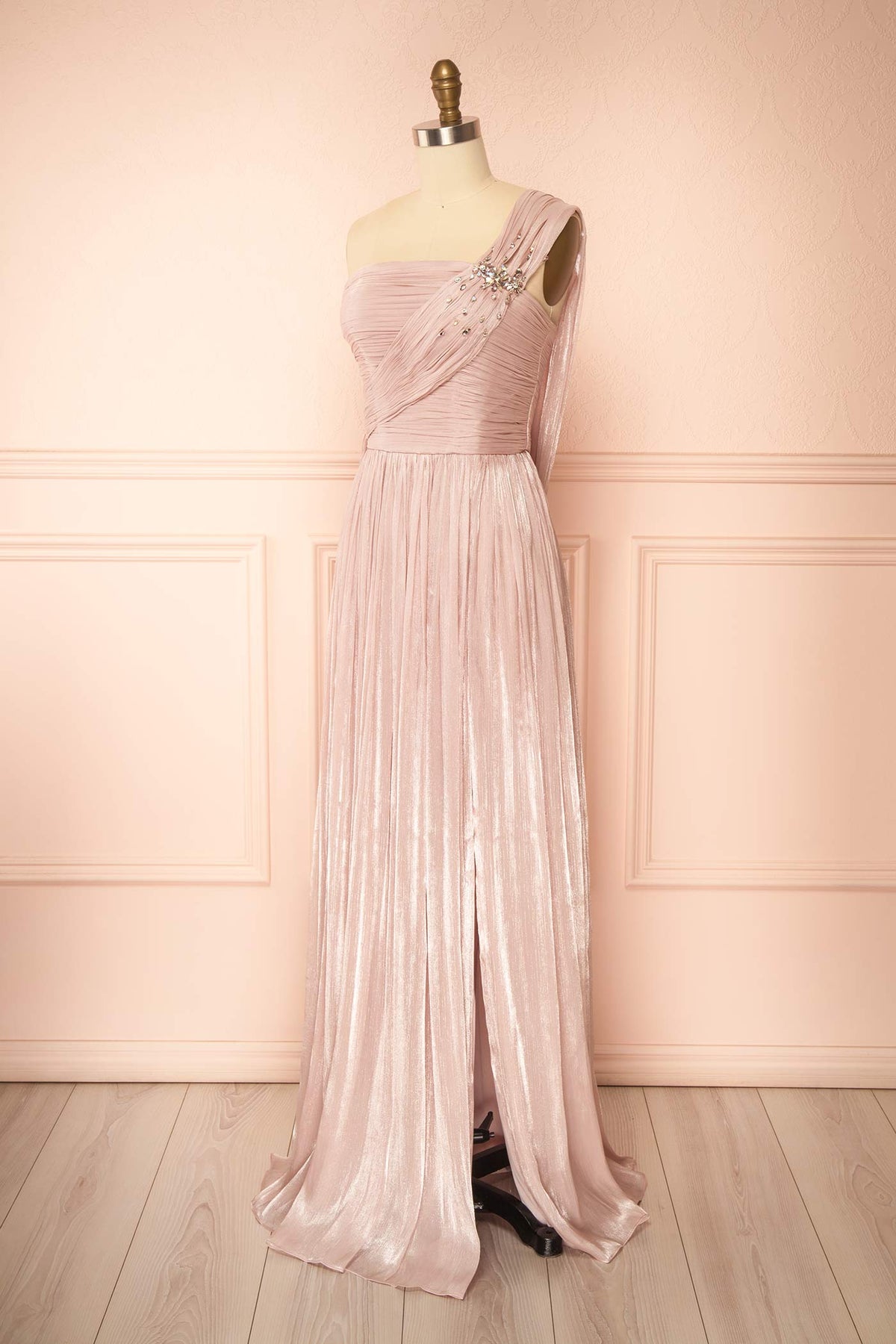 Gaviria | Pink Asymmetrical Maxi Dress