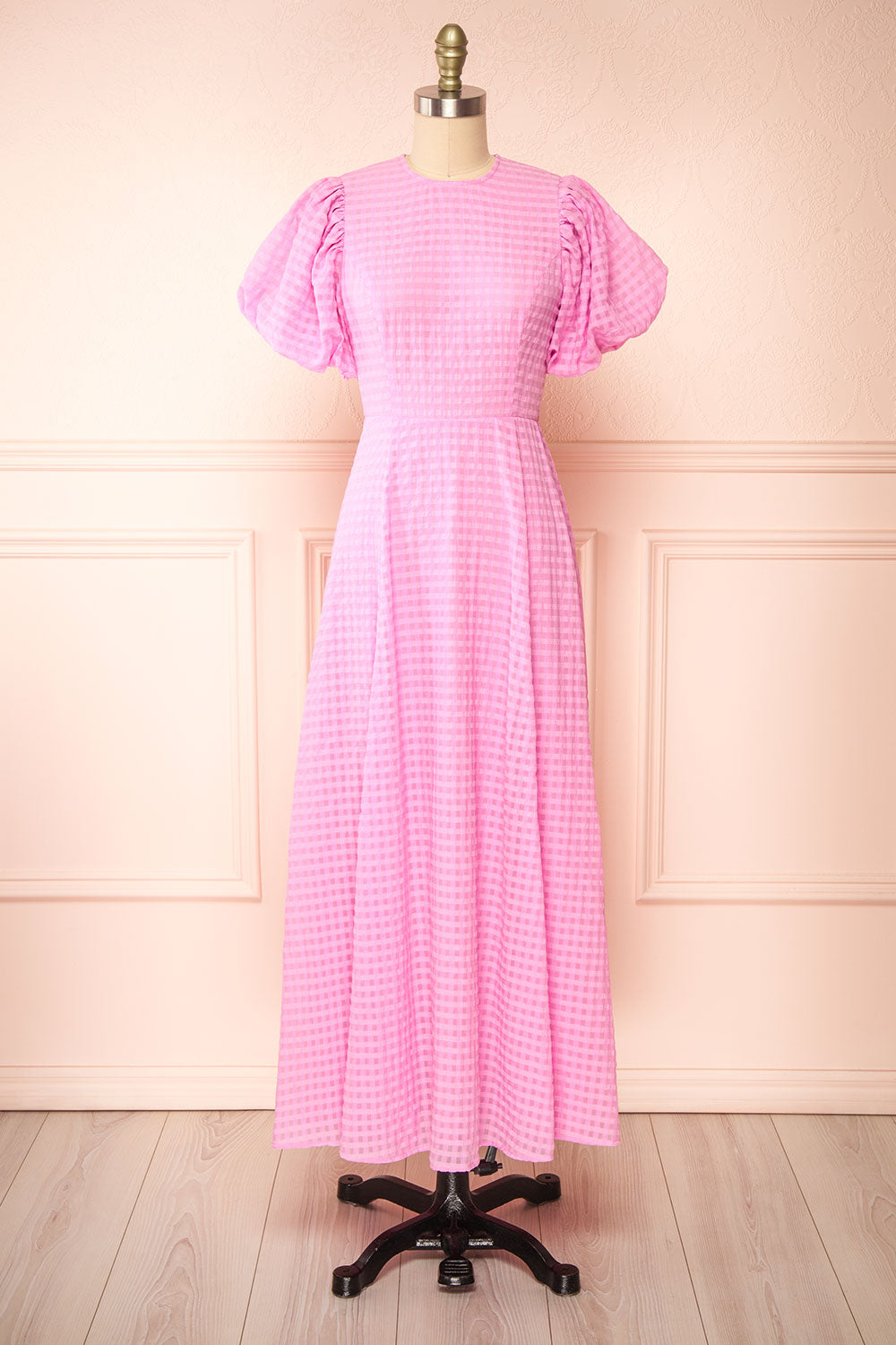 Pink gingham sales maxi dress