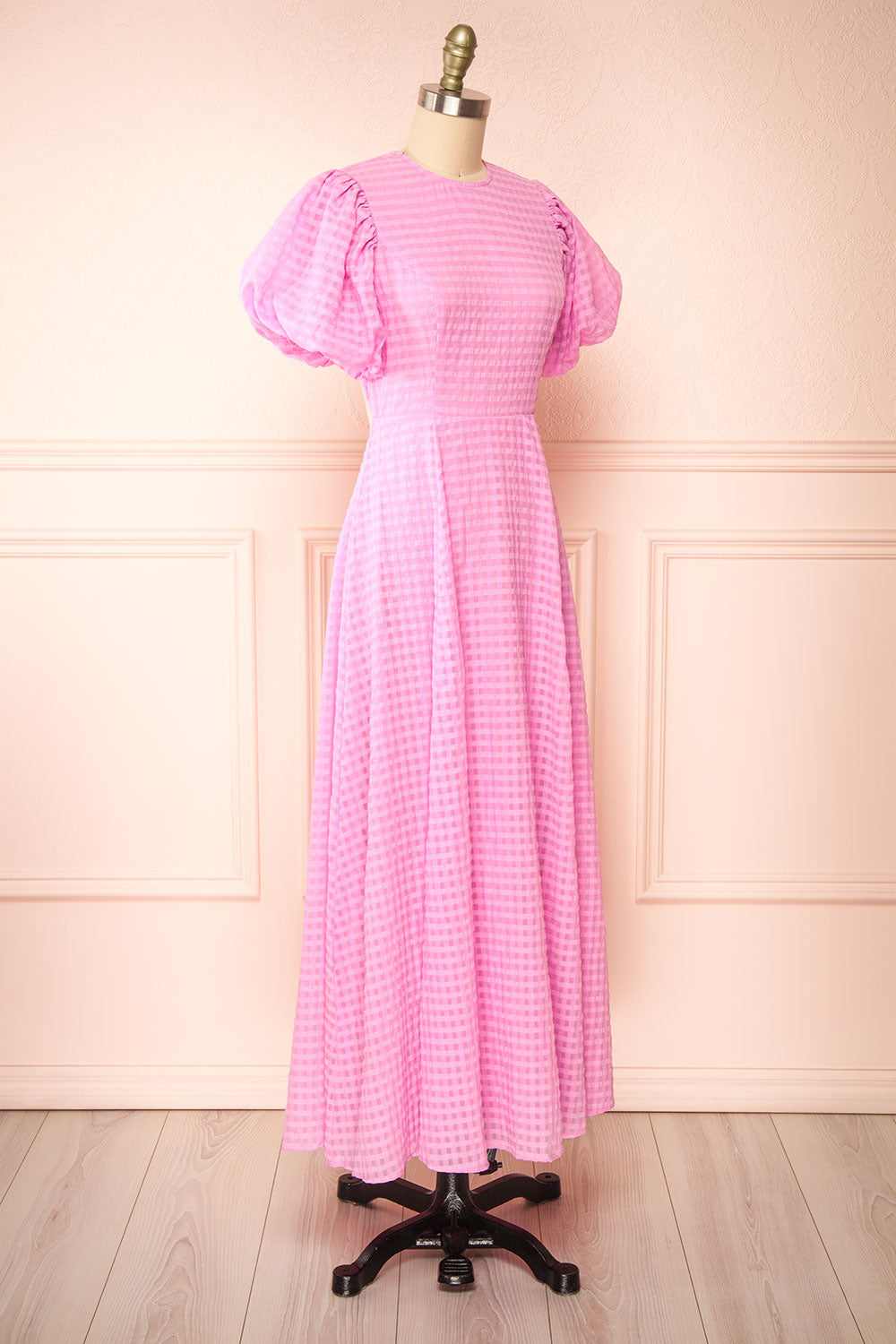 Geb Pink Maxi Dress w/ Open Back | Boutique 1861 side view