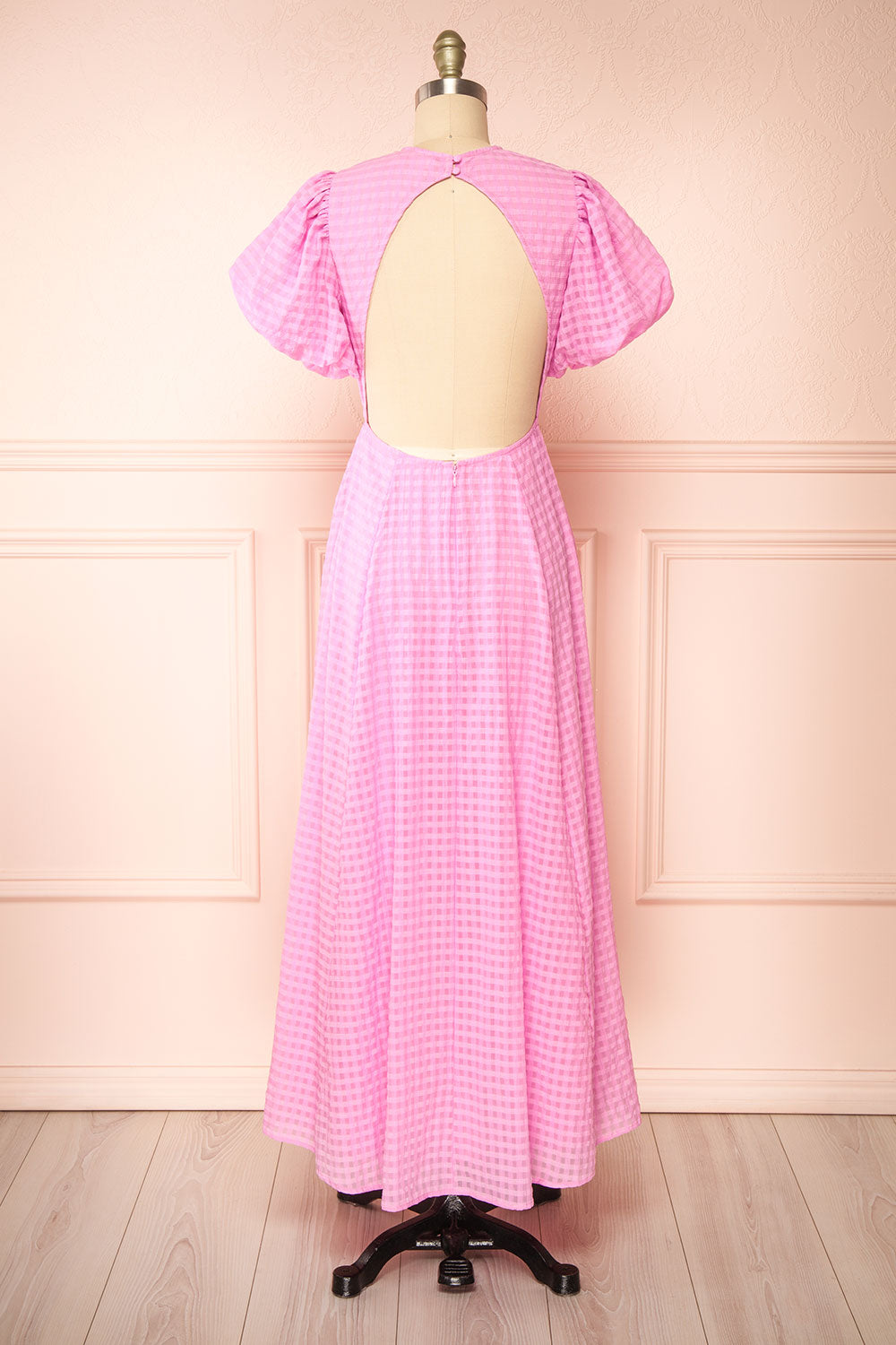 Geb Pink Maxi Dress w/ Open Back | Boutique 1861 back view