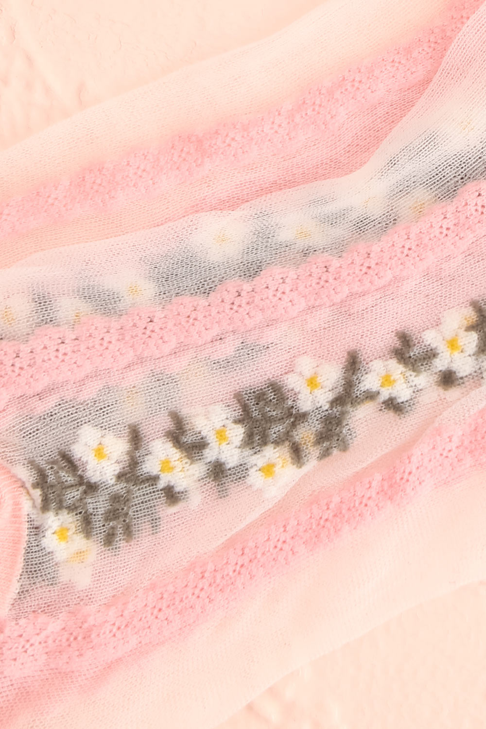 Geira Pink Sheer Lace Flower Crew Socks | Boutique 1861 details